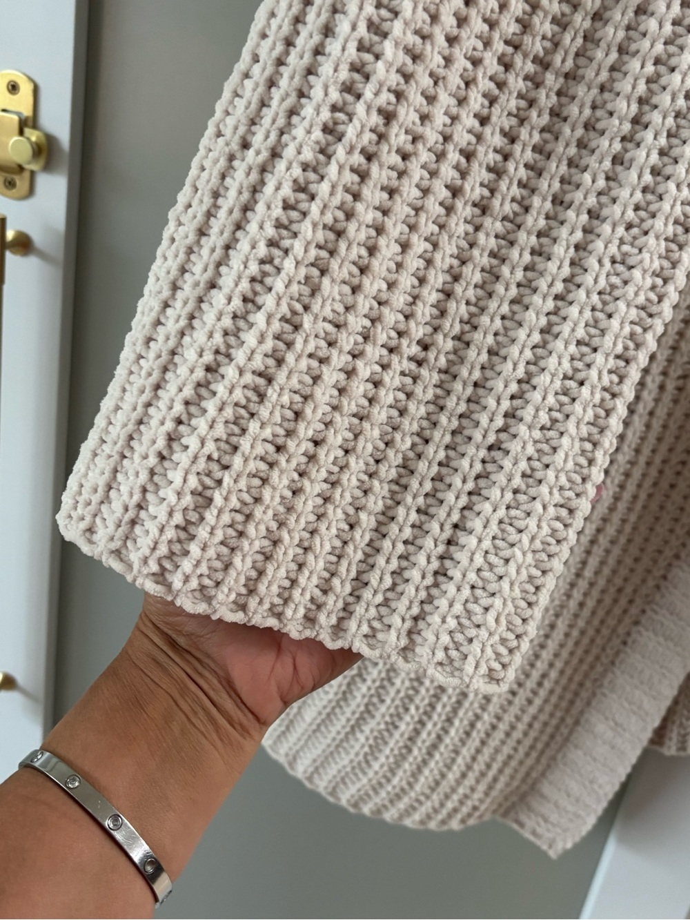 POL Open-Front Chunky Knit Cardigan in Cream - Picture 4 of 5